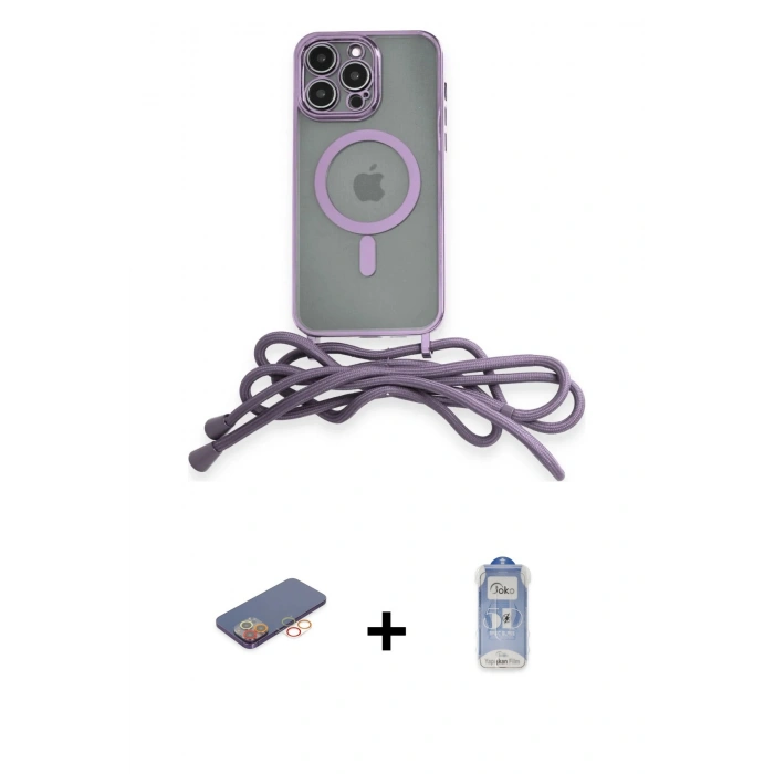 MARSİLYAN™- iPhone 12 Pro Max Kılıf Eksen Özel Seri - Siyah Joko Magic 5D Cam + Turuncu Renkli Kamera Lens Koruma Cam