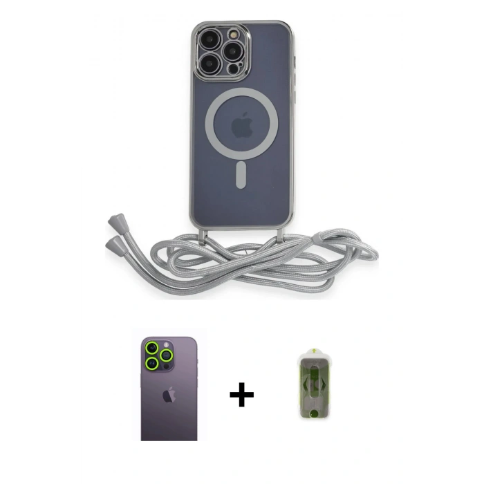 MARSİLYAN™- iPhone 12 Pro Max Kılıf Eksen Özel Seri - Siyah Joko Magic 5D Hayalet Cam + Neon Fosforlu Kamera Lens - YL