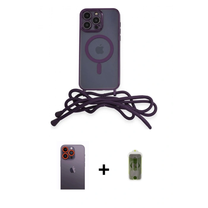 MARSİLYAN™- iPhone 12 Pro Max Kılıf Eksen Özel Seri - Siyah Joko Magic 5D Hayalet Cam + Neon Fosforlu Kamera Lens - TU
