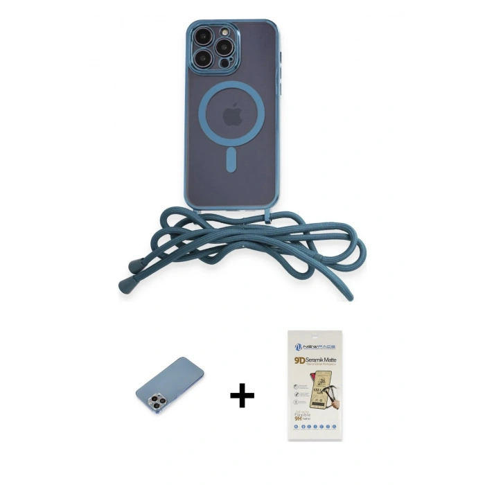 MARSİLYAN™- iPhone 12 Pro Max Kılıf Eksen Özel Seri - Siyah Mat Seramik Nano Ekran Koruyucu + Gökkuşağı Shine Kamera Lens Koruma Cam