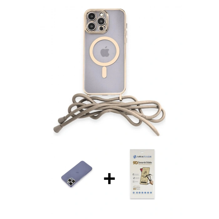 MARSİLYAN™- iPhone 12 Pro Max Kılıf Eksen Özel Seri - Siyah Mat Seramik Nano Ekran Koruyucu + Metal Kamera Lens Koruma Cam - GD