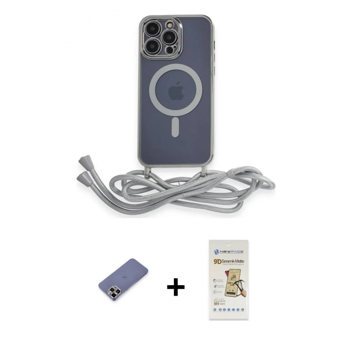 MARSİLYAN™- iPhone 12 Pro Max Kılıf Eksen Özel Seri - Siyah Mat Seramik Nano Ekran Koruyucu + Metal Kamera Lens Koruma Cam - GD