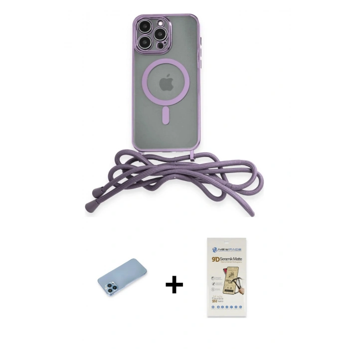 MARSİLYAN™- iPhone 12 Pro Max Kılıf Eksen Özel Seri - Siyah Mat Seramik Nano Ekran Koruyucu + Shine Kamera Lens Koruma Cam - MI