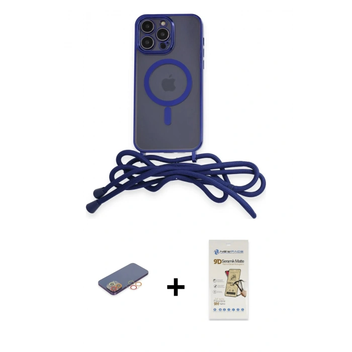 MARSİLYAN™- iPhone 12 Pro Max Kılıf Eksen Özel Seri - Siyah Mat Seramik Nano Ekran Koruyucu + Renkli Kamera Lens Koruma Cam - TU