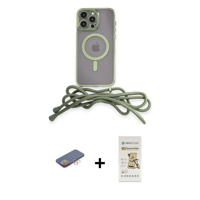MARSİLYAN™- iPhone 12 Pro Max Kılıf Eksen Özel Seri - Siyah Mat Seramik Nano Ekran Koruyucu + Renkli Kamera Lens Koruma Cam - TU