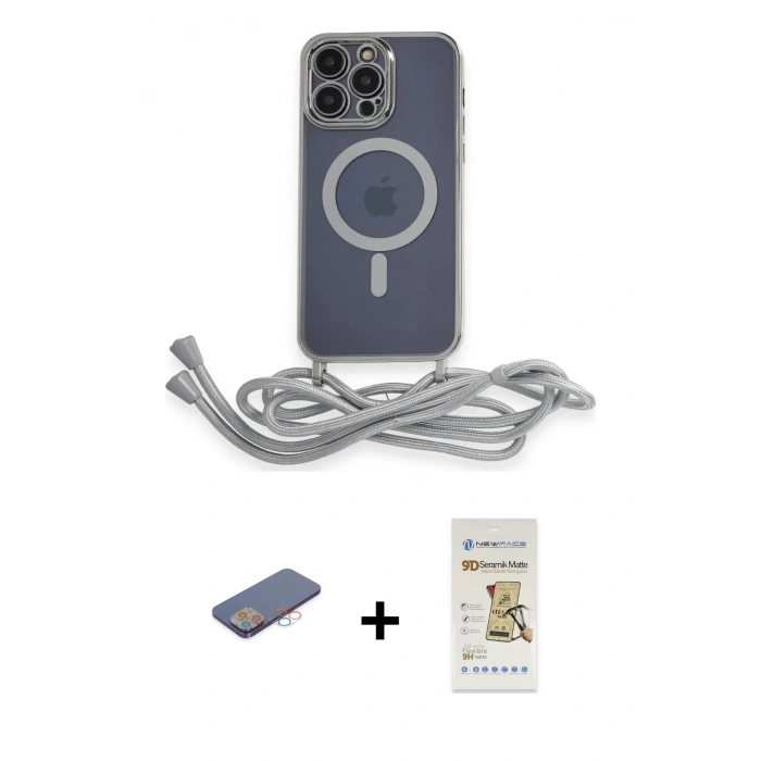 MARSİLYAN™- iPhone 12 Pro Max Kılıf Eksen Özel Seri - Siyah Mat Seramik Nano Ekran Koruyucu + Renkli Kamera Lens Koruma Cam - PE