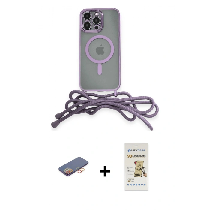 MARSİLYAN™- iPhone 12 Pro Max Kılıf Eksen Özel Seri - Siyah Mat Seramik Nano Ekran Koruyucu + Renkli Kamera Lens Koruma Cam - TU