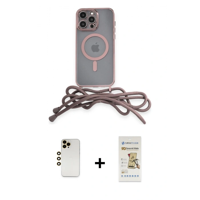 MARSİLYAN™- iPhone 12 Pro Max Kılıf Eksen Özel Seri - Siyah Mat Seramik Nano Ekran Koruyucu + Shine Kamera Lens - GD