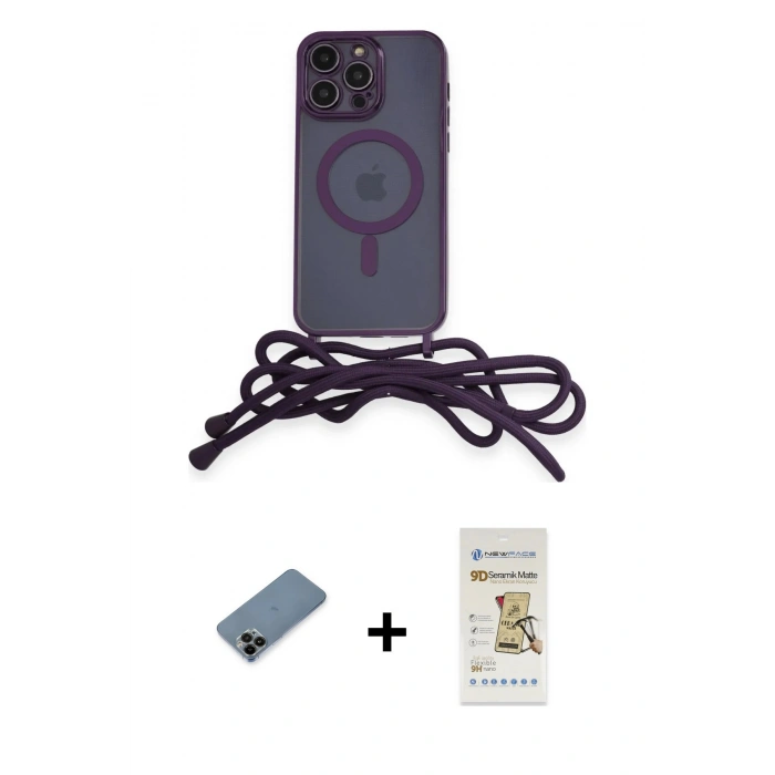 MARSİLYAN™- iPhone 12 Pro Max Kılıf Eksen Özel Seri - Siyah Mat Seramik Nano Ekran Koruyucu + Shine Kamera Lens Koruma Cam - SH