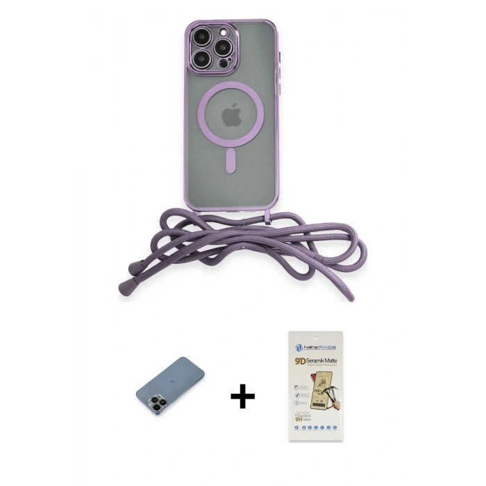 MARSİLYAN™- iPhone 12 Pro Max Kılıf Eksen Özel Seri - Siyah Mat Seramik Nano Ekran Koruyucu + Shine Kamera Lens Koruma Cam - SH