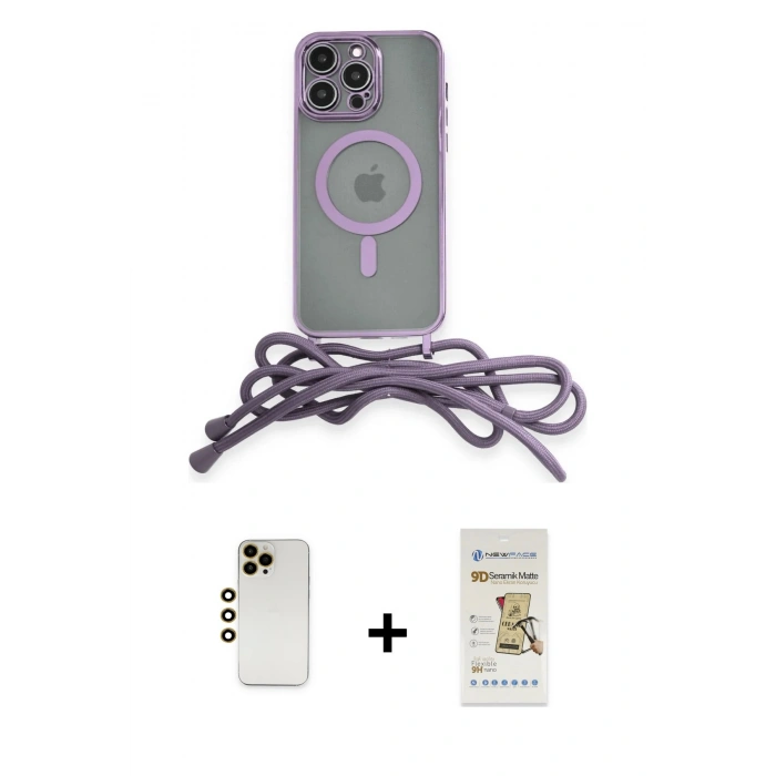 MARSİLYAN™- iPhone 12 Pro Max Kılıf Eksen Özel Seri - Siyah Mat Seramik Nano Ekran Koruyucu + Shine Kamera Lens - GD