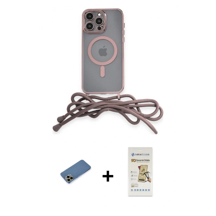 MARSİLYAN™- iPhone 12 Pro Max Kılıf Eksen Özel Seri - Siyah Mat Seramik Nano Ekran Koruyucu + Shine Kamera Lens Koruma Cam - GD