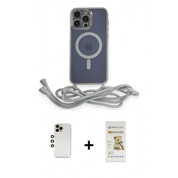 MARSİLYAN™- iPhone 12 Pro Max Kılıf Eksen Özel Seri - Siyah Mat Seramik Nano Ekran Koruyucu + Shine Kamera Lens - GD