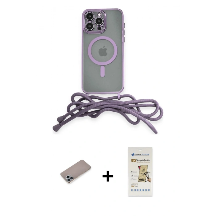 MARSİLYAN™- iPhone 12 Pro Max Kılıf Eksen Özel Seri - Siyah Mat Seramik Nano Ekran Koruyucu + Shine Kamera Lens Koruma Cam - SABE