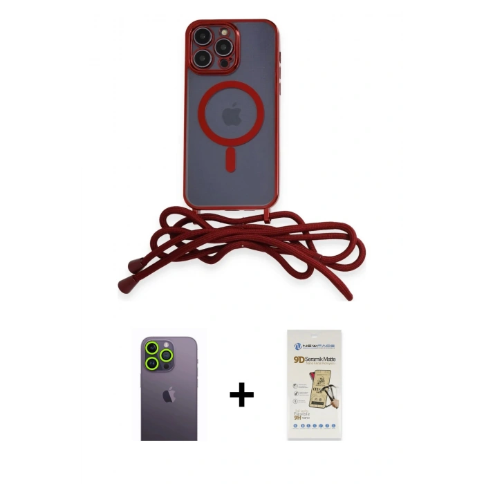 MARSİLYAN™- iPhone 12 Pro Max Kılıf Eksen Özel Seri - Siyah Mat Seramik Nano Ekran Koruyucu + Neon Fosforlu Kamera Lens - YL