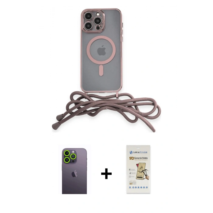 MARSİLYAN™- iPhone 12 Pro Max Kılıf Eksen Özel Seri - Siyah Mat Seramik Nano Ekran Koruyucu + Neon Fosforlu Kamera Lens - YL