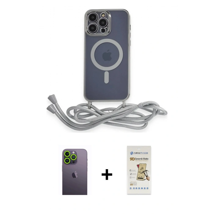 MARSİLYAN™- iPhone 12 Pro Max Kılıf Eksen Özel Seri - Siyah Mat Seramik Nano Ekran Koruyucu + Neon Fosforlu Kamera Lens - YL