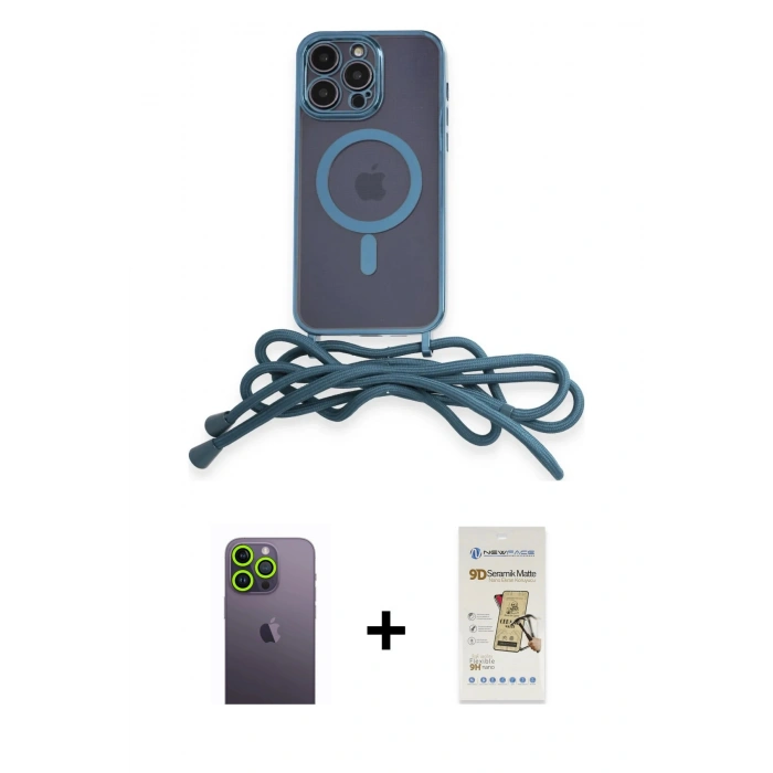 MARSİLYAN™- iPhone 12 Pro Max Kılıf Eksen Özel Seri - Siyah Mat Seramik Nano Ekran Koruyucu + Neon Fosforlu Kamera Lens - YL