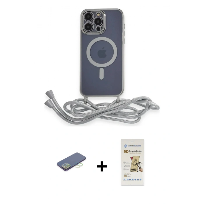 MARSİLYAN™- iPhone 12 Pro Max Kılıf Eksen Özel Seri - Siyah Mat Seramik Nano Ekran Koruyucu + Renkli Kamera Lens Koruma Cam - YL