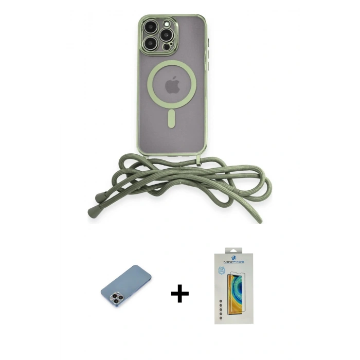 MARSİLYAN™- iPhone 12 Pro Max Kılıf Eksen Özel Seri - Siyah Polymer Nano Ekran Koruyucu + Gökkuşağı Shine Kamera Lens Koruma Cam