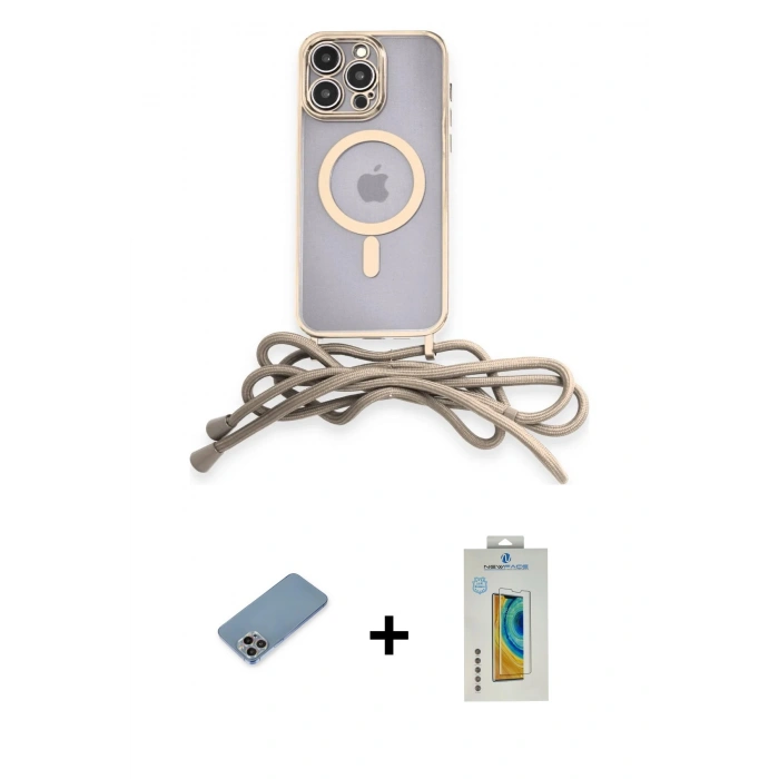 MARSİLYAN™- iPhone 12 Pro Max Kılıf Eksen Özel Seri - Siyah Polymer Nano Ekran Koruyucu + Gökkuşağı Shine Kamera Lens Koruma Cam