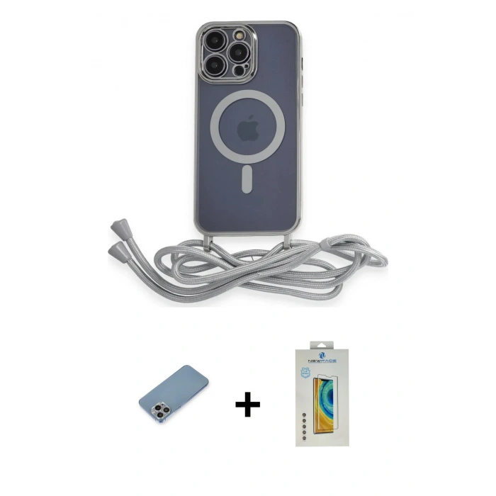 MARSİLYAN™- iPhone 12 Pro Max Kılıf Eksen Özel Seri - Siyah Polymer Nano Ekran Koruyucu + Gökkuşağı Shine Kamera Lens Koruma Cam