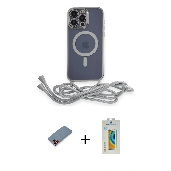 MARSİLYAN™- iPhone 12 Pro Max Kılıf Eksen Özel Seri - Siyah Polymer Nano Ekran Koruyucu + Metal Kamera Lens Koruma Cam - KI