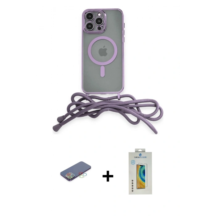 MARSİLYAN™- iPhone 12 Pro Max Kılıf Eksen Özel Seri - Siyah Polymer Nano Ekran Koruyucu + Renkli Kamera Lens Koruma Cam - MI