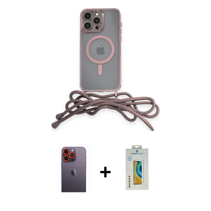 MARSİLYAN™- iPhone 12 Pro Max Kılıf Eksen Özel Seri - Siyah Polymer Nano Ekran Koruyucu + Neon Fosforlu Kamera Lens - TU
