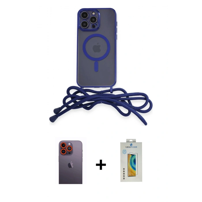 MARSİLYAN™- iPhone 12 Pro Max Kılıf Eksen Özel Seri - Siyah Polymer Nano Ekran Koruyucu + Neon Fosforlu Kamera Lens - TU