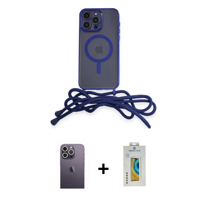 MARSİLYAN™- iPhone 12 Pro Max Kılıf Eksen Özel Seri - Siyah Polymer Nano Ekran Koruyucu + Neon Fosforlu Kamera Lens - BZ