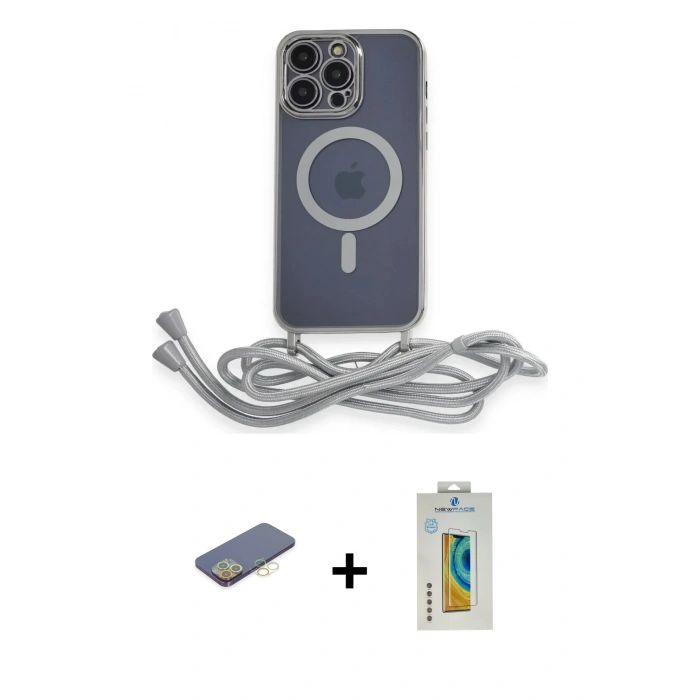 MARSİLYAN™- iPhone 12 Pro Max Kılıf Eksen Özel Seri - Siyah Polymer Nano Ekran Koruyucu + Renkli Kamera Lens Koruma Cam - SI