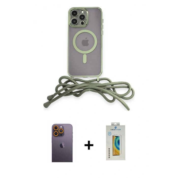 MARSİLYAN™- iPhone 12 Pro Max Kılıf Eksen Özel Seri - Siyah Polymer Nano Ekran Koruyucu + Sarı Neon Fosforlu Kamera Lens