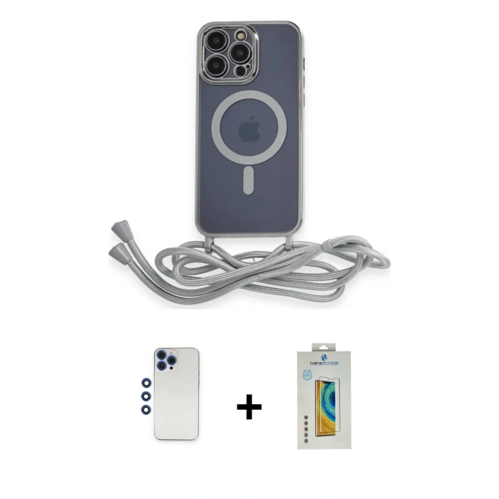 MARSİLYAN™- iPhone 12 Pro Max Kılıf Eksen Özel Seri - Siyah Polymer Nano Ekran Koruyucu + Shine Kamera Lens - LT