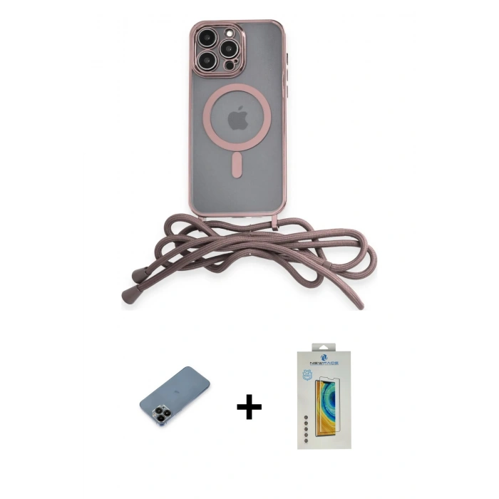 MARSİLYAN™- iPhone 12 Pro Max Kılıf Eksen Özel Seri - Siyah Polymer Nano Ekran Koruyucu + Shine Kamera Lens Koruma Cam - SH
