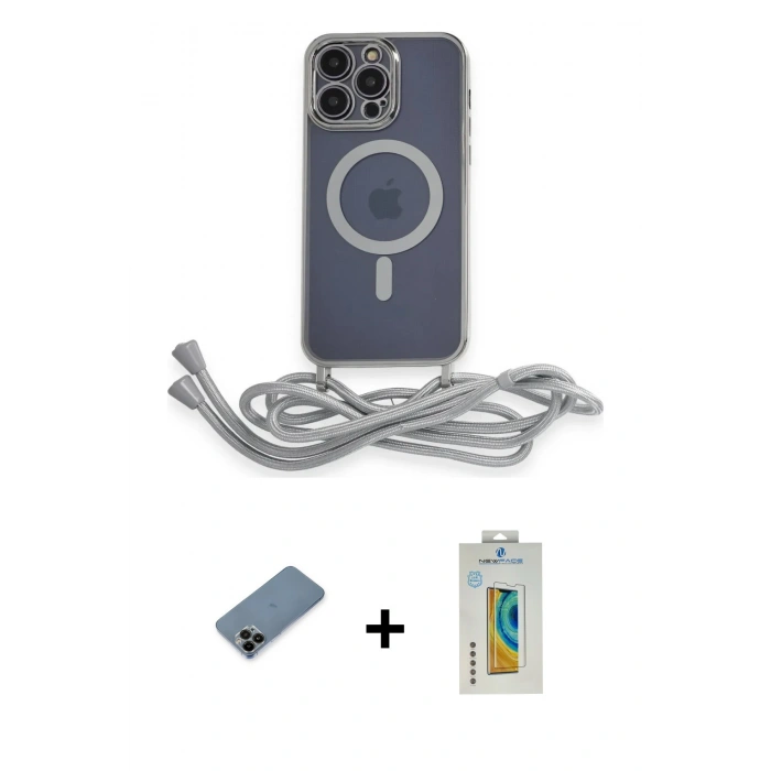 MARSİLYAN™- iPhone 12 Pro Max Kılıf Eksen Özel Seri - Siyah Polymer Nano Ekran Koruyucu + Shine Kamera Lens Koruma Cam - SH