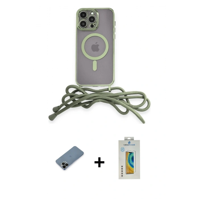 MARSİLYAN™- iPhone 12 Pro Max Kılıf Eksen Özel Seri - Siyah Polymer Nano Ekran Koruyucu + Shine Kamera Lens Koruma Cam - SH