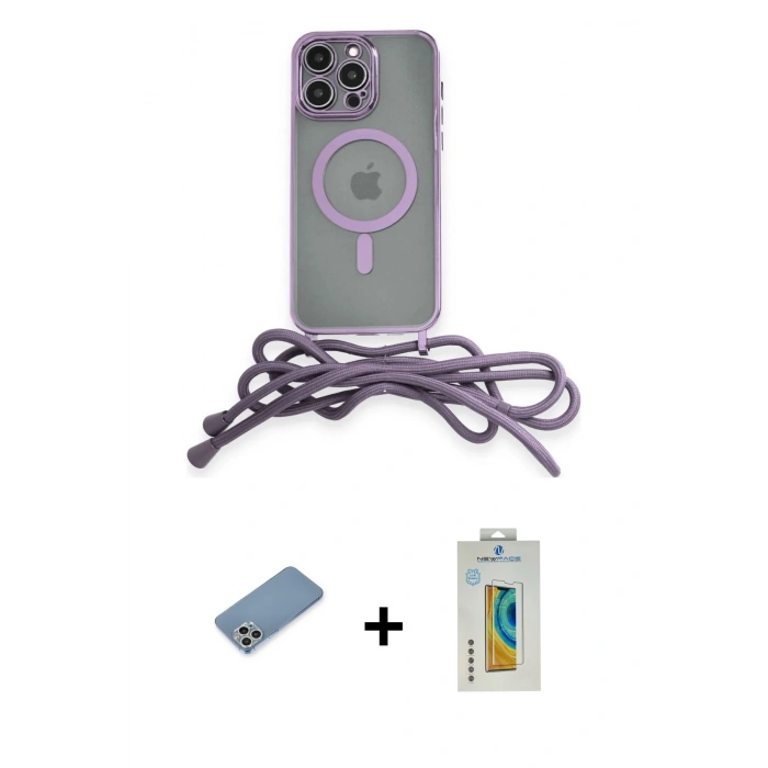MARSİLYAN™- iPhone 12 Pro Max Kılıf Eksen Özel Seri - Siyah Polymer Nano Ekran Koruyucu + Shine Kamera Lens Koruma Cam - GS