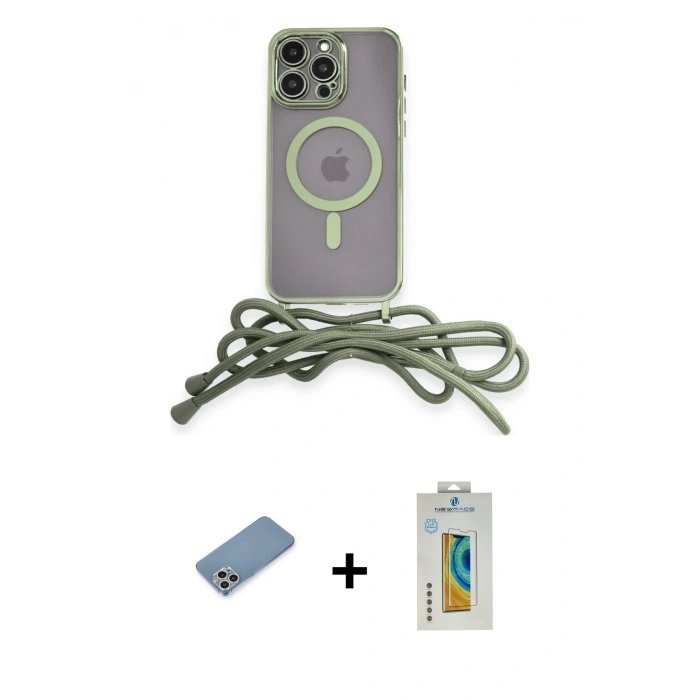 MARSİLYAN™- iPhone 12 Pro Max Kılıf Eksen Özel Seri - Siyah Polymer Nano Ekran Koruyucu + Shine Kamera Lens Koruma Cam - GS