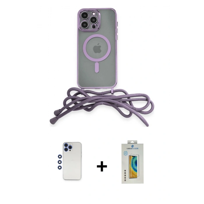 MARSİLYAN™- iPhone 12 Pro Max Kılıf Eksen Özel Seri - Siyah Polymer Nano Ekran Koruyucu + Shine Kamera Lens - LT