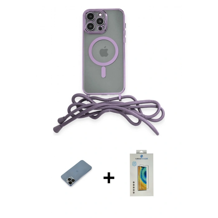 MARSİLYAN™- iPhone 12 Pro Max Kılıf Eksen Özel Seri - Siyah Polymer Nano Ekran Koruyucu + Shine Kamera Lens Koruma Cam - SH