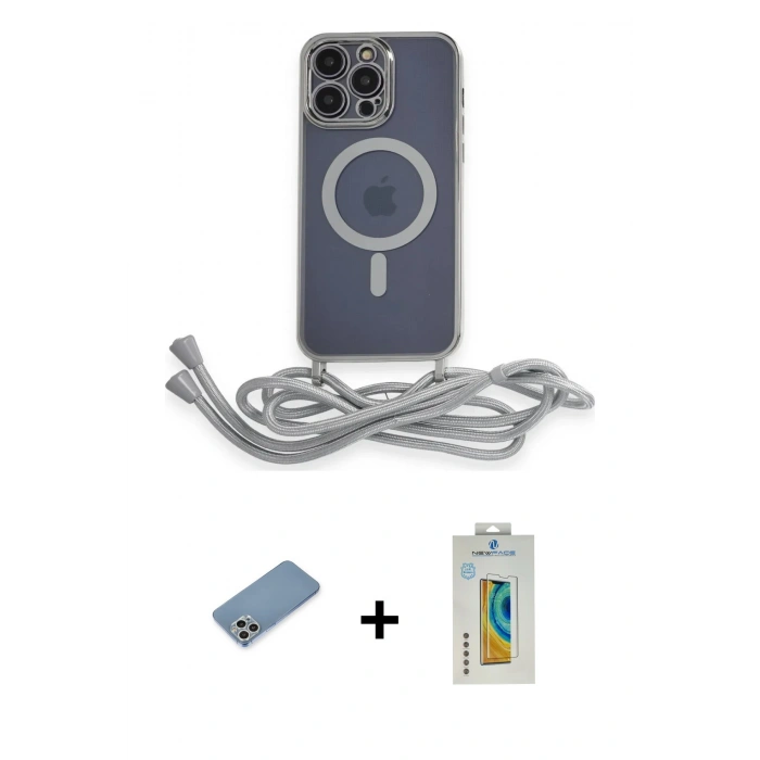 MARSİLYAN™- iPhone 12 Pro Max Kılıf Eksen Özel Seri - Siyah Polymer Nano Ekran Koruyucu + Shine Kamera Lens Koruma Cam - GS