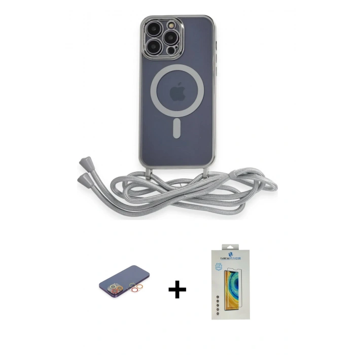MARSİLYAN™- iPhone 12 Pro Max Kılıf Eksen Özel Seri - Siyah Polymer Nano Ekran Koruyucu + Renkli Kamera Lens Koruma Cam - TU