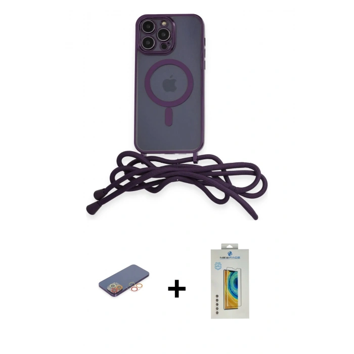 MARSİLYAN™- iPhone 12 Pro Max Kılıf Eksen Özel Seri - Siyah Polymer Nano Ekran Koruyucu + Renkli Kamera Lens Koruma Cam - TU