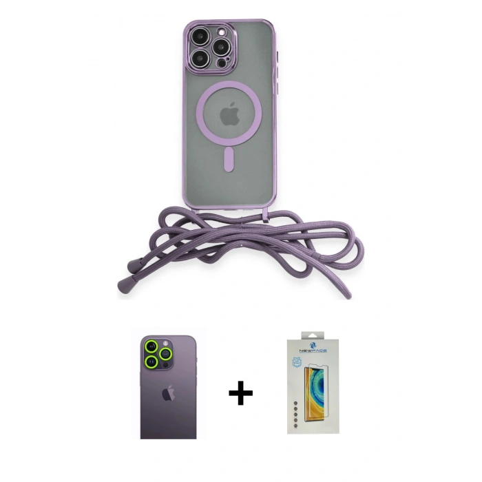 MARSİLYAN™- iPhone 12 Pro Max Kılıf Eksen Özel Seri - Siyah Polymer Nano Ekran Koruyucu + Neon Fosforlu Kamera Lens - YL