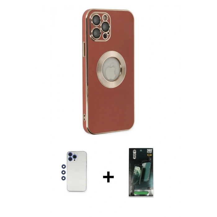 MARSİLYAN™- iPhone 12 Pro Max Kılıf İz Form Serisi - Şeffaf 360 Full Body Arka Koruyucu + Shine Kamera Lens - LT