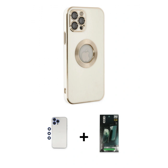 MARSİLYAN™- iPhone 12 Pro Max Kılıf İz Form Serisi - Şeffaf 360 Full Body Arka Koruyucu + Shine Kamera Lens - LT