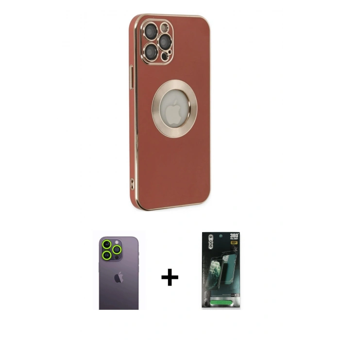 MARSİLYAN™- iPhone 12 Pro Max Kılıf İz Form Serisi - Şeffaf 360 Full Body Arka Koruyucu + Neon Fosforlu Kamera Lens - YL
