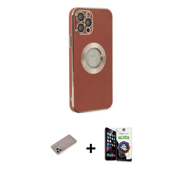 MARSİLYAN™- iPhone 12 Pro Max Kılıf İz Form Serisi - Şeffaf Temperli Cam Ekran Koruyucu + Shine Kamera Lens Koruma Cam - SABE