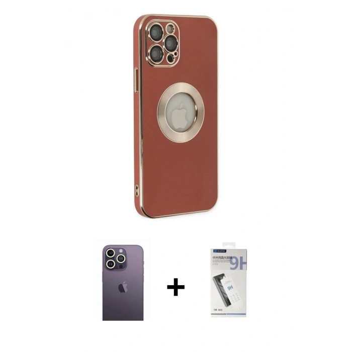 MARSİLYAN™- iPhone 12 Pro Max Kılıf İz Form Serisi - Şeffaf Uv Polymer Nano Ekran Koruyucu + Neon Fosforlu Kamera Lens - BZ